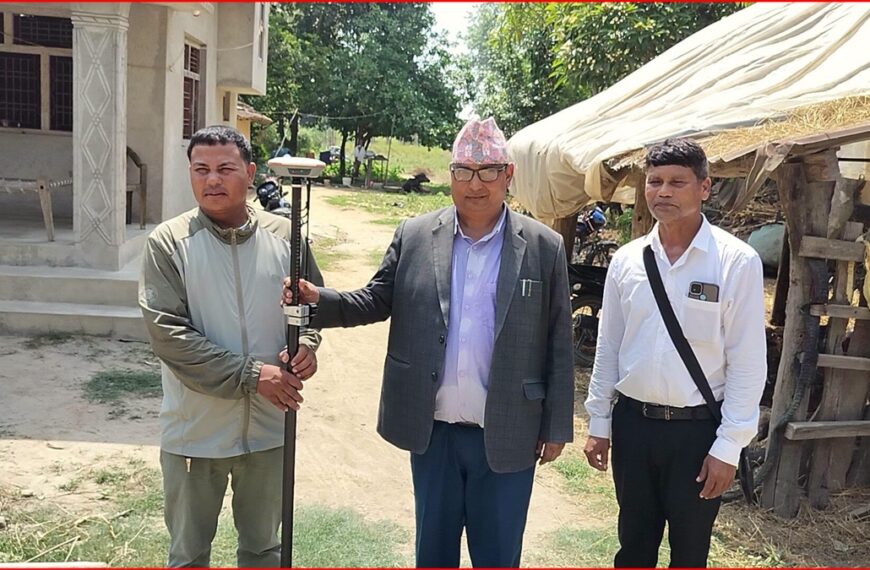कृष्णपुरको ५ र ६ न. वडामा जग्गा नापनक्सा सुरु, स्थानीयमा लालपुर्जा पाउने आशा